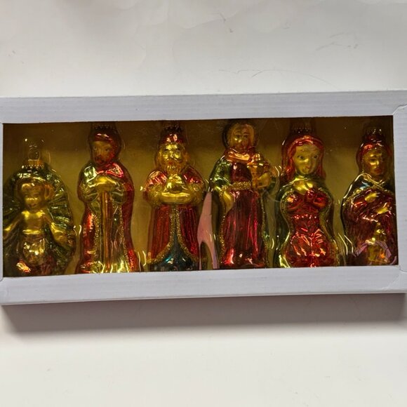 NEW Vintage Glass Nativity Set Christmas Ornaments Baby Jesus Wise Men Mary - Picture 9 of 9